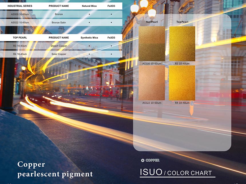 Copper pearlescent pigment color card