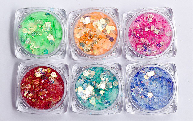 6 color glitter mix