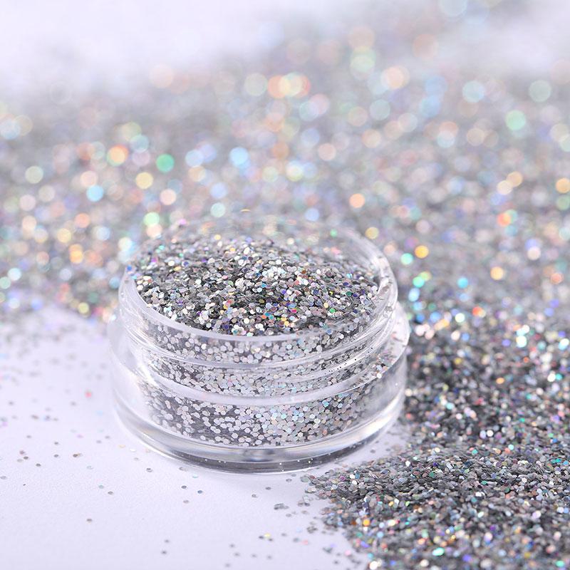 Paillettes argentées holographiques