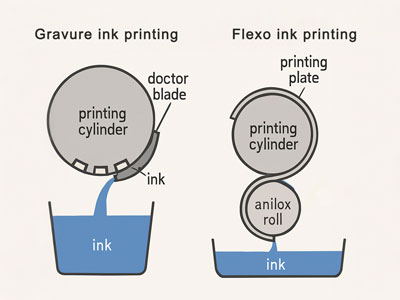 Encres pour impression héliogravure vs encres pour impression flexographique : comparaison complète