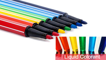 Colorants liquides de qualité cosmétique dans les fournitures scolaires